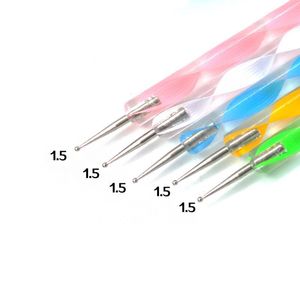 Set of 5 Acrylic Spiral <b>Rod</b> Double Head Nail Art Point Drill Pens <b>Plastic</b> Fiber Brush Material Indentation Flower Pen Design - Product Image 2
