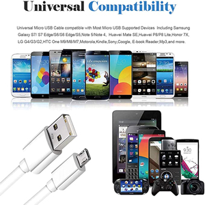 Cáp dữ liệu Micro USB trắng chất lượng cao dành cho điện thoại di động Android, sạc nhanh, vỏ PVC, bọc lưới chống nhiễu cho máy ảnh, máy tính - Product Image 2