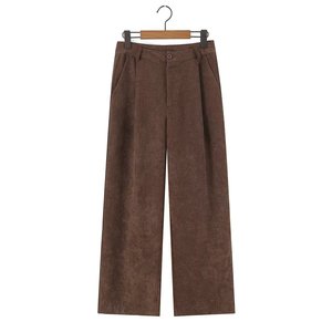 <span class=keywords><strong>Pantalon</strong></span> droit plissé en <span class=keywords><strong>velours</strong></span> côtelé multicolore, style vintage européen et américain, décontracté et polyvalent pour <span class=keywords><strong>femme</strong></span> - Product Image 1