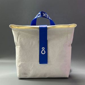 Customwaterproof Untearable Dupont Shopping Washable <b>White</b> Tyvek Paper Tote <b>Bag</b> With Cotton Handle - Product Image 1