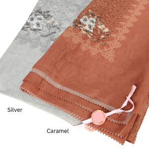 Hiyab Hanako Serie Premium, Color Azul Marino, Algodón Voile, Mangas Cortas, Elegante, Transpirable, Impresión Digital, Musulmán, Primavera - Product Image 3