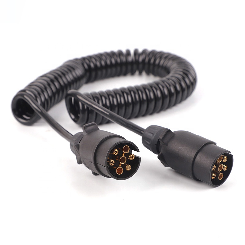 Европейский стиль прицеп кабель RV контейнера трейлера мощность спиральной пружины Монтажная схема удлинителя 7 pin разъем кабеля