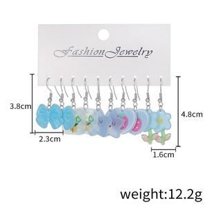 Pendientes de Gancho con Forma de <span class=keywords><strong>Estrella</strong></span>, Flor y Corazón de Resina Dulce para Mujer, Pendientes Colgantes con Frutas Coloridas, Cereza y Fresa, Regalos de Joyería - Product Image 5