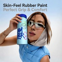 Bouteille d'eau tendance 500 ml effet mat, gourde sport isotherme à double paroi en acier inoxydable 17 oz, tasse de voyage graffiti