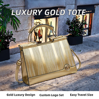 Sac à main classique de créateur pour femme, logo personnalisé, luxe OEM ODM, mode, or, ambiance haut de gamme, automne/printemps/hiver, en PU, usage quotidien