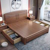 Lit double queen size en bois massif avec tiroir, design classique, vente en gros, mobilier de chambre à coucher moderne, vente chaude