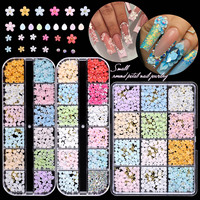 Nouveau 12 grilles/boîte coloré cinq pétales fleur Caviar perles ongles accessoires 3D résine ongles strass bricolage manucure breloques