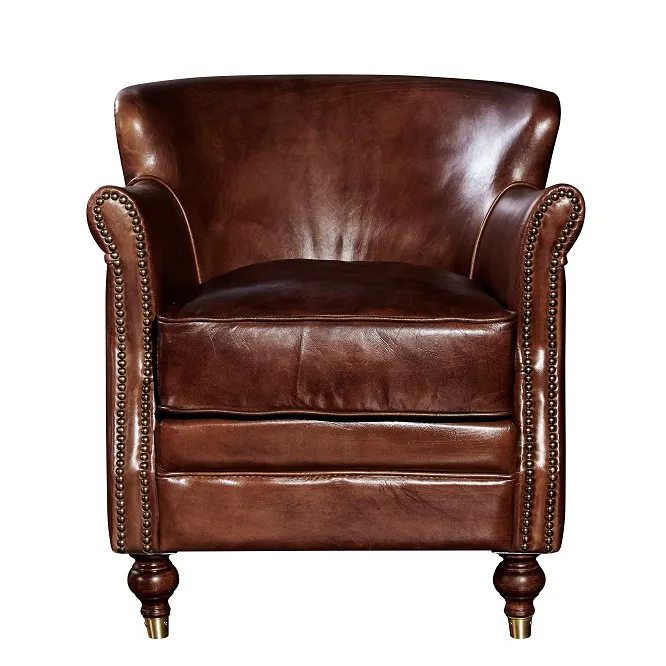 Старинный промышленный вид железная структура коричневая кожаная обивка авиационный диван-кресло