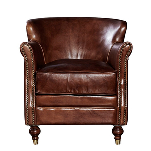 Sillón de Aviación con Estructura de Hierro de Estilo Industrial Antiguo y Tapicería de Cuero Marrón - Product Image 1