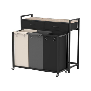 Wasmand 3 Sectie Rollende Wasmand Organizer Met 2 Opbergladen En Grote Desktop - Product Image 1