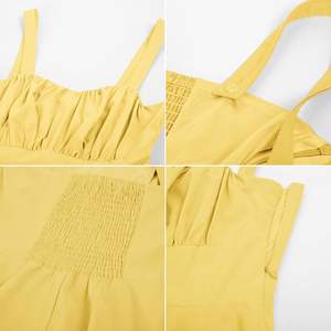 Vestido Midi Vintage de Verano para Mujer <span class=keywords><strong>Belle</strong></span> <span class=keywords><strong>Poque</strong></span>, Sin Tirantes, Línea A, Fluido, Casual, Sólido, de Chifón, Cintura Natural, Fruncido, Sin Mangas - Product Image 3