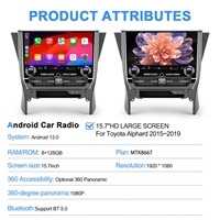 Radio para Auto NaviHua con Android para Toyota Alphard 2015-2019, Pantalla Táctil Vertical IPS de 15.7 Pulgadas, GPS