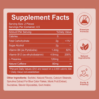 Complément de vitamines B pour adultes OEM, comprimés de L-théanine et caféine naturelle, booster d'énergie, menthe poivrée, cannelle, effet rafraîchissant intense