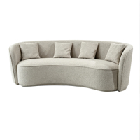 Sofá Seccional Moderno de Tela Bouclé Curvada, Sofá Tapizado Arqueado para Sala de Estar, Estructura de Madera Resistente, Ideal para Villa o Gimnasio