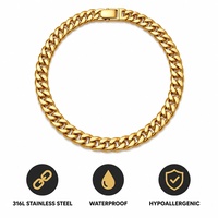 Collier ras du cou en acier inoxydable plaqué or 18 carats, chaîne cubaine épaisse de 7 mm, prêt à être expédié, best-seller 2026, vente en gros