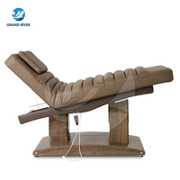 Lit de massage électrique de luxe moderne avec base en bois, 4 moteurs, inclinable et réglable en hauteur, pour soins du visage, salon de beauté et extensions de cils