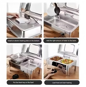 Plats de service de luxe 9L dorés, réchauds à buffet divisés, ensemble de service de buffet pour mariage, en acier inoxydable, pour hôtels - Product Image 4