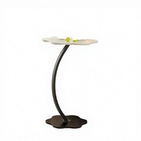 Table basse moderne en bois pour salon avec structure métallique, petite taille, design en forme de pétale, meubles pour la maison