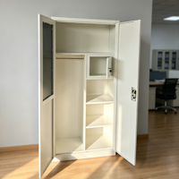 Armoire de classement en acier à 2 portes la plus vendue avec miroir, amovible, idéale pour atelier, chambre, gymnase