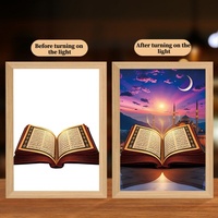Miraclelamp-4d Touch, peinture musulmane moderne éclairée par LED, Coran, Mecque, cadre en bois, image 4D, lampe de nuit, lampe photo décorative