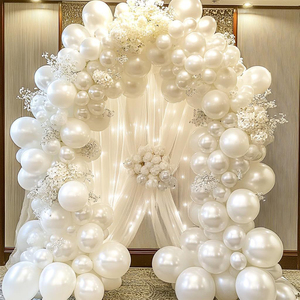 Kit d'arche de ballons en aluminium pour décoration de mariage romantique, thème <span class=keywords><strong>blanc</strong></span>, pour fêtes d'anniversaire et événements, utilisation intérieure et extérieure - Product Image 5