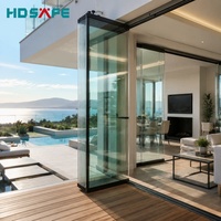 Système de fenêtre pliante en aluminium à vue panoramique, sans cadre, en verre, pour balcon, villa, patio, extérieur