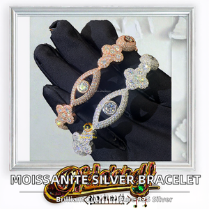 Moissanite Jewelry 925 Sterling Silver Iced Out Eye Cross <b>Infinity</b> Hip Hop Black Rhodium Plated GRA Certified Unisex <b>Bracelet</b> - Product Image 2