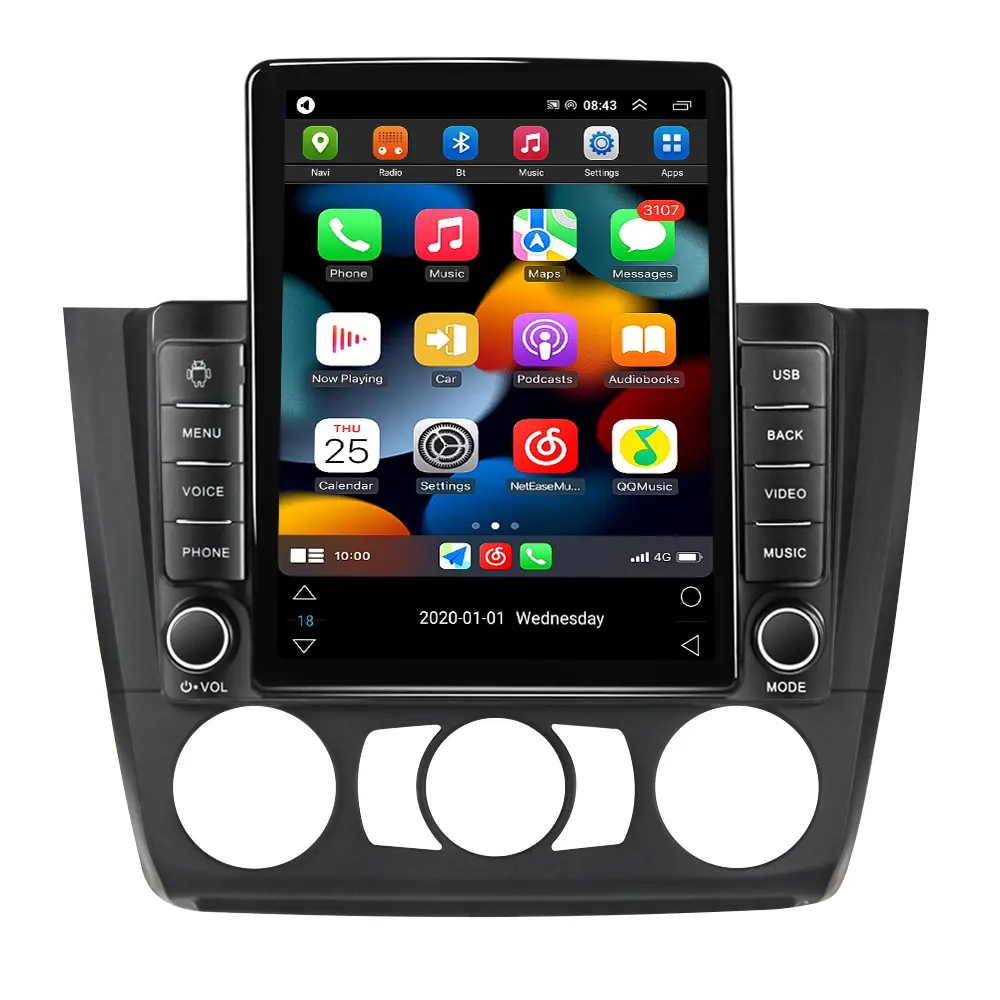 Navifly layar Tesla Android 11 Stereo mobil, Multimedia mobil 2.5D DSP 8 + 128GB IPS untuk BMW E81 GPS BT pemutar cermin Tautan lampu kunci BT Stereo