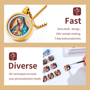 GIVELUCK Saint <strong>Michael</strong> Angel Idol Spirit Pendant Necklace Stainless Steel Religious Item With Battle Cameo - Product Image 5