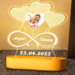 <b>Personalised</b> 3D <b>Heart</b> Valentine's Day LED <b>Love</b> Handmade Desktop Ornament Gift - Product Image 3