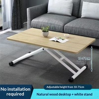 Table basse relevable convertible en table à manger, table multifonction pliable pour petit espace, salon
