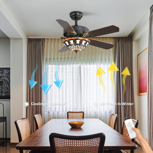 <span class=keywords><strong>Ventilateur</strong></span> de plafond en bois de 52 pouces, 5 pales en bois, <span class=keywords><strong>lustre</strong></span> de <span class=keywords><strong>ventilateur</strong></span> en cristal et moteur à courant alternatif, télécommande de luxe <span class=keywords><strong>LED</strong></span> moderne - Product Image 6