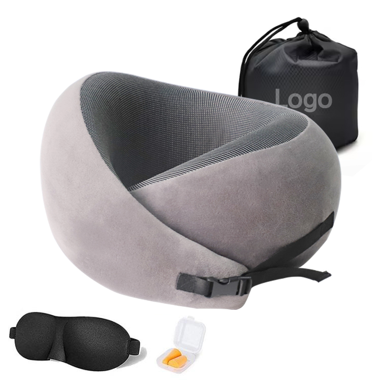 Velours gris + oreiller de cou de masque d'oeil