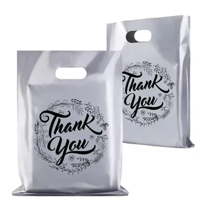 Custom printing logo biodegradable luxury gift shopping shopping retail plastic die cut carry bags