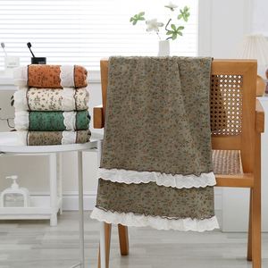 Ensemble de serviettes haut de gamme à motif floral, style pastoral romantique avec dentelle, douces et absorbantes, vente chaude en usine - Product Image 3
