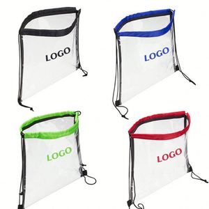 Clear <b>Drawstring</b> <b>Backpack</b> Plastic Waterproof Transparent Stadium Bags Clear String Bag Gym Travel Beach Swimming - Product Image 1