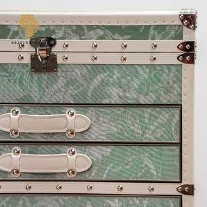 Commode vintage style coffre à 4 tiroirs <span class=keywords><strong>avec</strong></span> <span class=keywords><strong>miroir</strong></span> relevable, coffre de rangement floral vert pour coiffeuse de chambre - Product Image 5