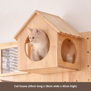 Arbre à <span class=keywords><strong>chat</strong></span> mural en bois massif, sans perçage, avec housse amovible et lavable, 4 niveaux d'activités d'escalade pour chats d'intérieur - Product Image 4