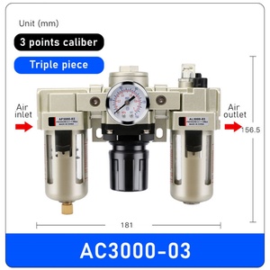 AC3000-03 Filtro Neumático FRL, 3 Unidades, Filtros de Aire, Reguladores, Lubricadores, Regulador de Presión de Aire en Línea, Nuevo - Product Image 4