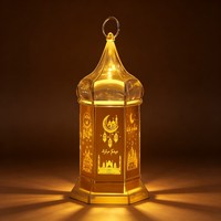Lanternes LED carrées en plastique pour l'Aïd, durables, étanches, à lumière chaude, pour temples et palais religieux, idéales pour le Ramadan, petites et d'intérieur, vente en gros