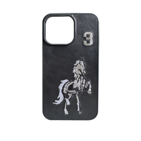 Coque de Téléphone Portable Brodé pour iPhone 16 Pro Max, Motif Personnalisé en TPU et Cuir pour iPhone 15 Plus 14 13 12 11 Pro Max