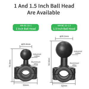 VINmounts Base à billes tubulaire moyenne de 1 pouce, support réglable à 360 °, compatible avec les tubes de 19 à 23mm - Product Image 2