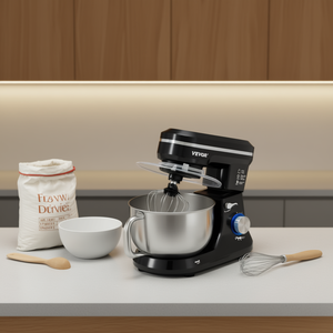 Batteur sur socle inclinable Vevor 5Qt avec bol en acier inoxydable, 10 vitesses, fouet métallique, mélangeur de cuisine domestique, batteur électrique pour aliments, noir - Product Image 2