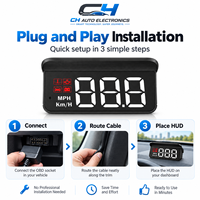 Affichage tête haute OBD2 pour voiture, affichage de la vitesse, de la température de l'eau et de la tension avec une grande police de 2,5 cm, alarme, lecteur de codes de panne Plug & Play pour véhicules OBDII