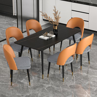 Chaise de salle à manger haut de gamme avec plateau en céramique pour ensemble de table de restaurant, table de salle à manger en marbre, table de cuisine, 6 chaises