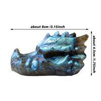 Crânes de dragon sculptés à la main en labradorite naturelle avec éclat bleu, figurine de dragon en cristal poli, pierre de guérison Reiki