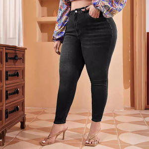 Jeans skinny extensibles grande taille pour femmes-<span class=keywords><strong>Pantalon</strong></span> en denim taille moyenne avec contrôle du ventre (taille 16-30) avec étiquette personnalisée OEM - Product Image 2