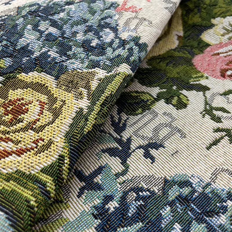 Yameifei ev tekstili konfeksiyon için 500gsm çiçek ağır desenli jakarlı kumaşlar