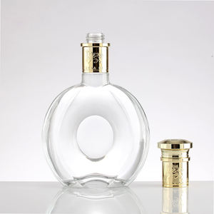 Bottiglia di Brandy in Vetro Ovale Cavo con Logo Personalizzato, Tappo Dorato in Rilievo per Coniac e Brandy, Confezione Premium per Liquori con Etichetta Privata - Product Image 2