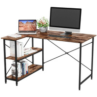 Bureau d'ordinateur moderne en métal en forme de L, petit et convertible, pour la maison ou le bureau, avec étagère, table de jeu, poste de travail d'écriture